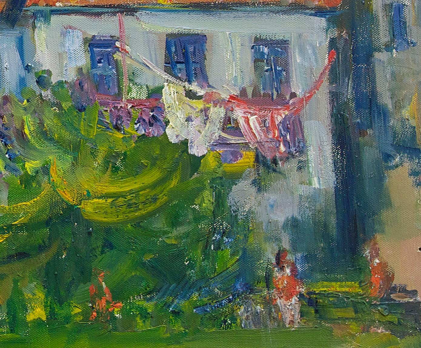 Farmhouse in Provence, Post Impressionist Oil on Canvas - Painting by Jacques Zucker