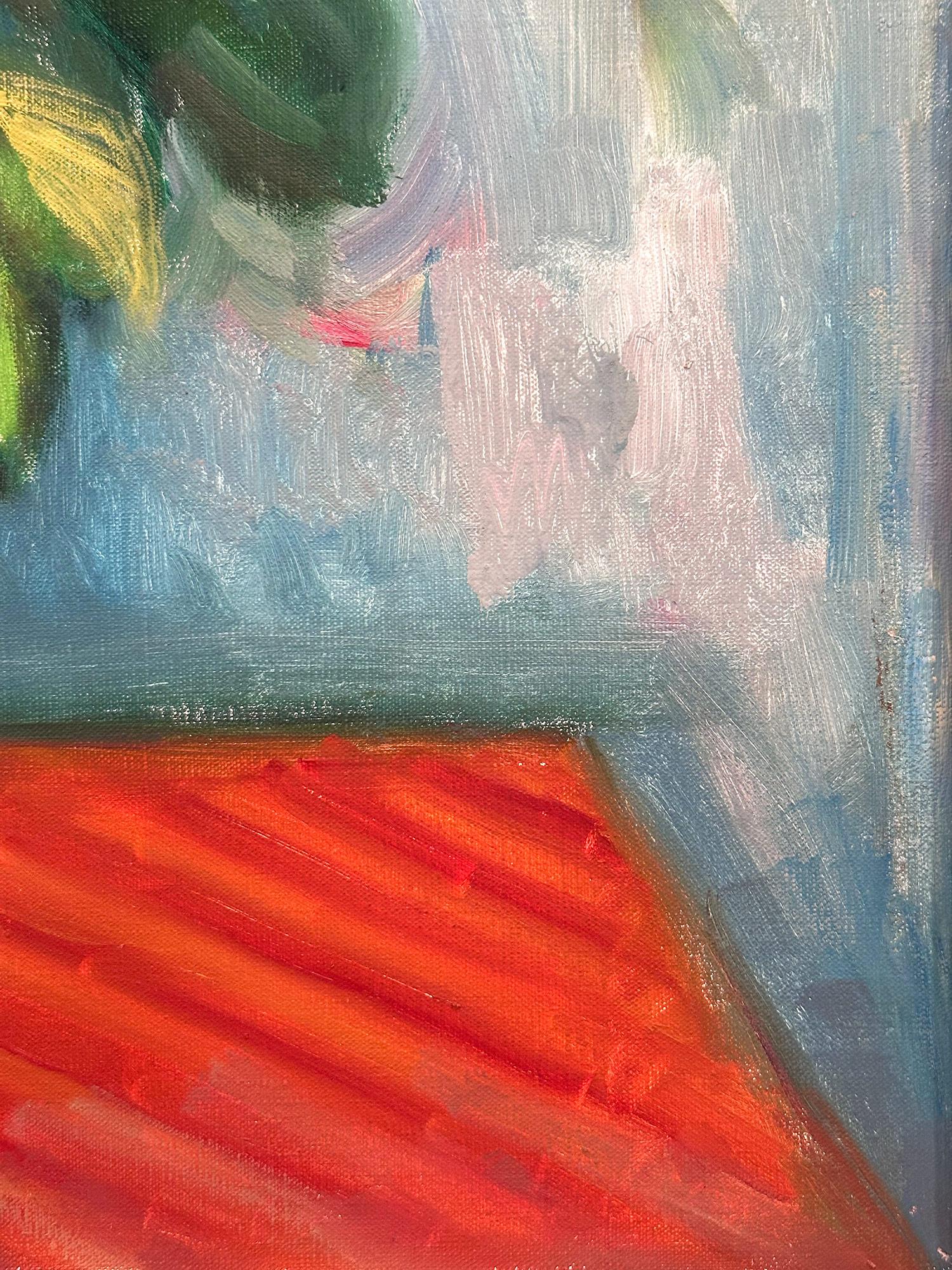 „Blumenvase mit Glasvase“, Postimpressionismus-Stillleben, Ölgemälde im Angebot 1
