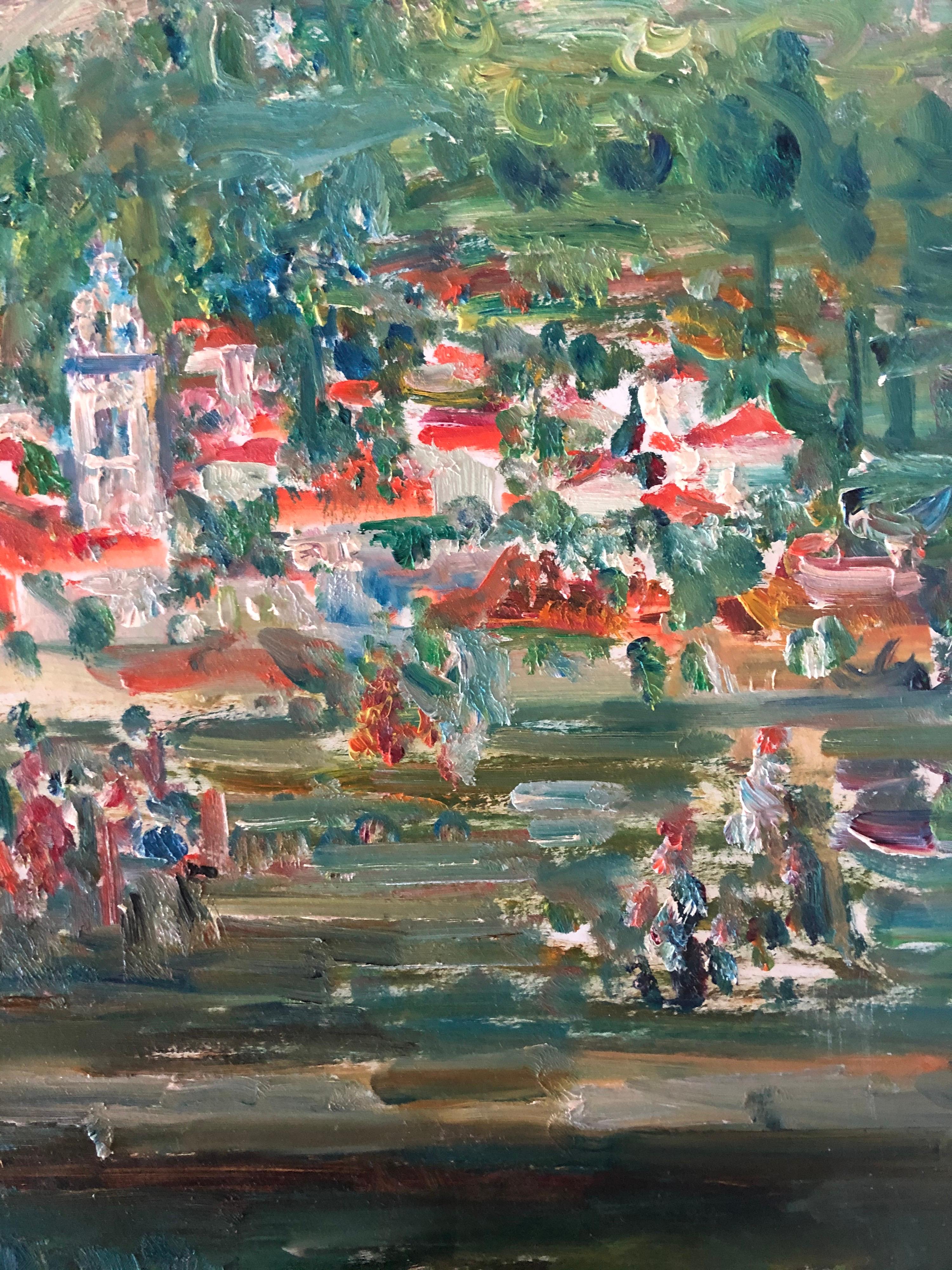 Französische Riviera- Hafenszene, Ölgemälde Ecole D'Paris, WPA, Bezalel-Künstler, Ecole D'Paris (Post-Impressionismus), Painting, von Jacques Zucker
