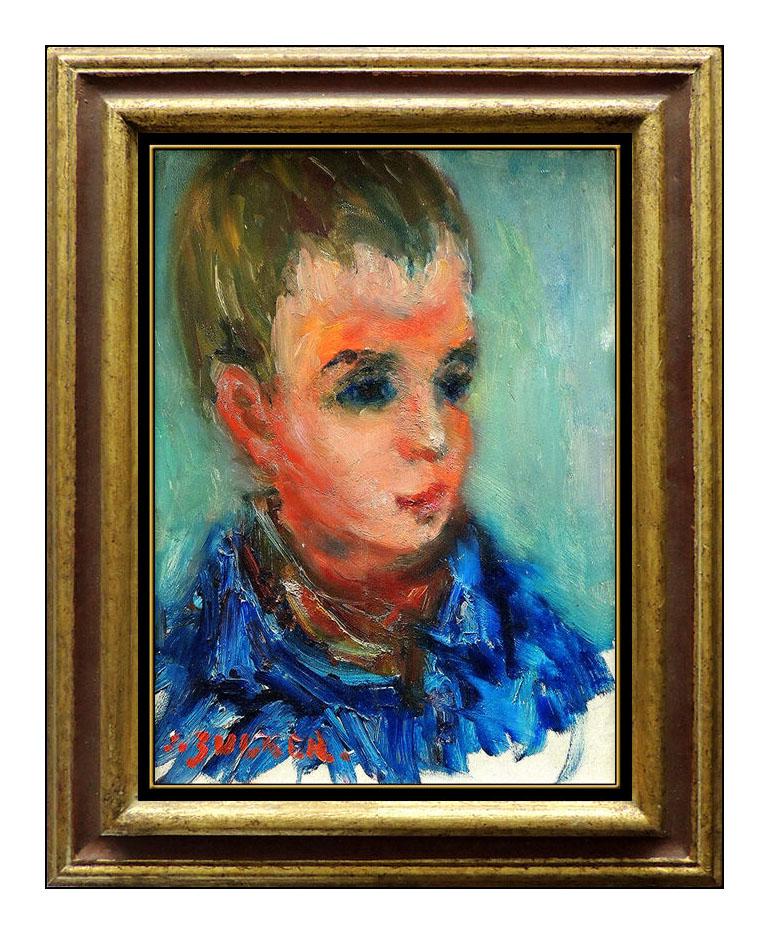 Jacques Zucker Portrait Painting - JACQUES ZUCKER ORIGINAL Painting Oil on Canvas Child Portrait Artwork Signed SBO