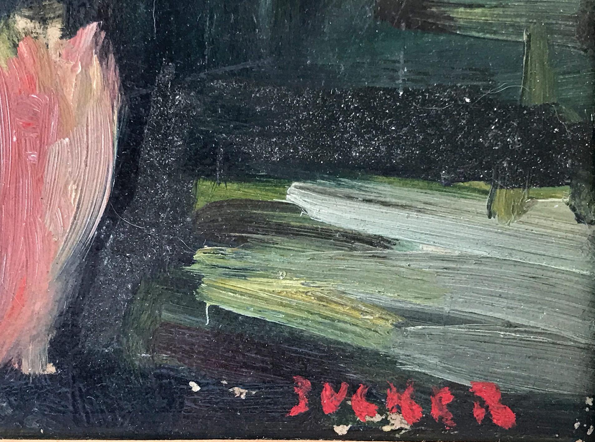 « Laundry », peinture à l'huile post-impressionniste française représentant une scène d'intérieur sur panneau en vente 1