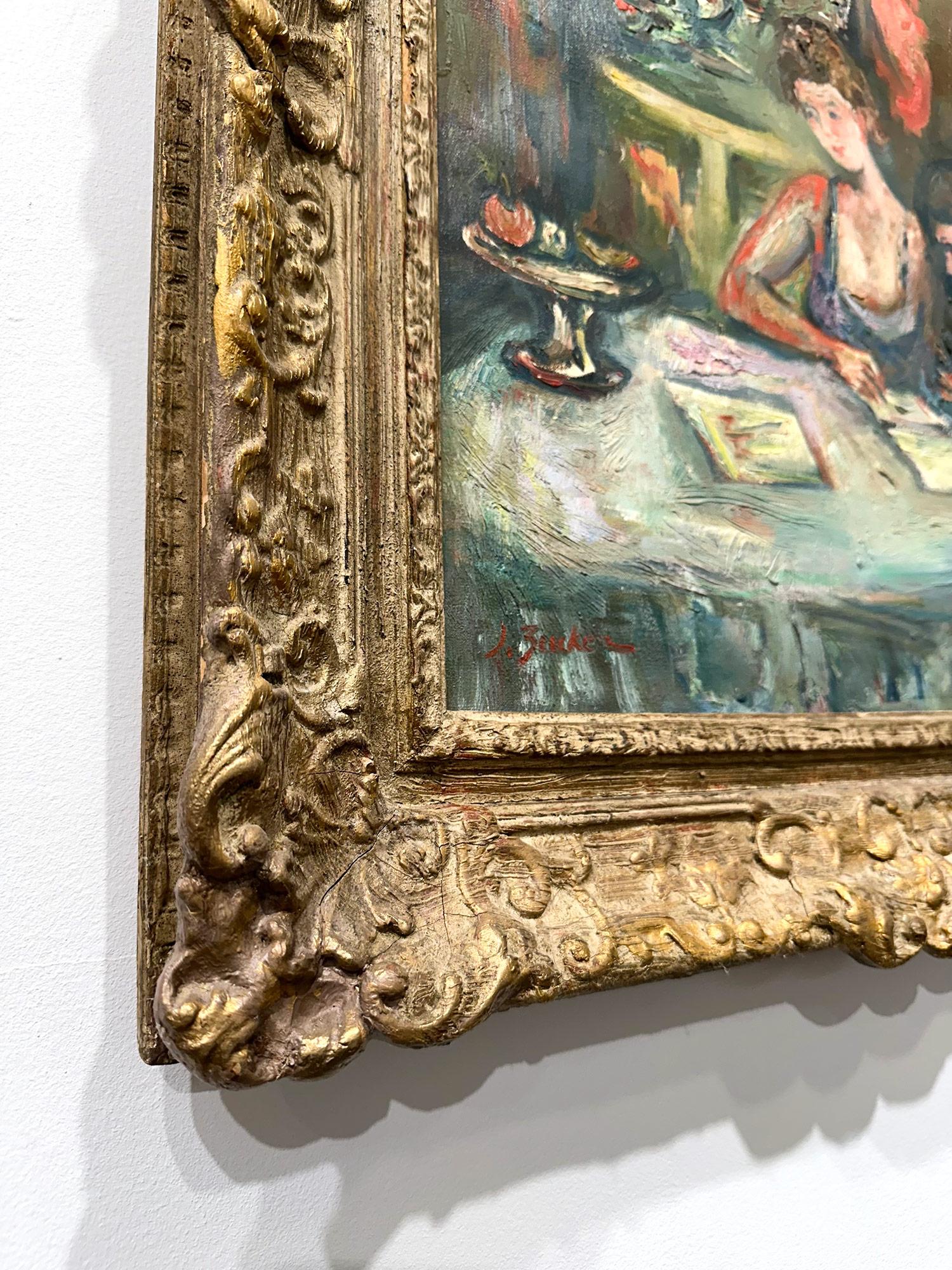 « Mère et enfant », peinture à l'huile sur toile encadrée d'une scène d'intérieur post-impressionniste en vente 6