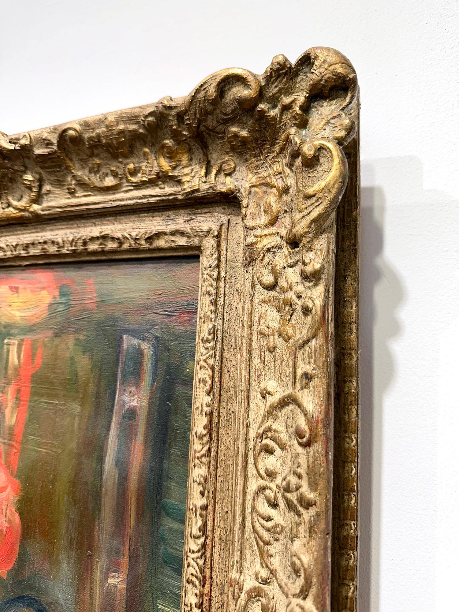 « Mère et enfant », peinture à l'huile sur toile encadrée d'une scène d'intérieur post-impressionniste en vente 8