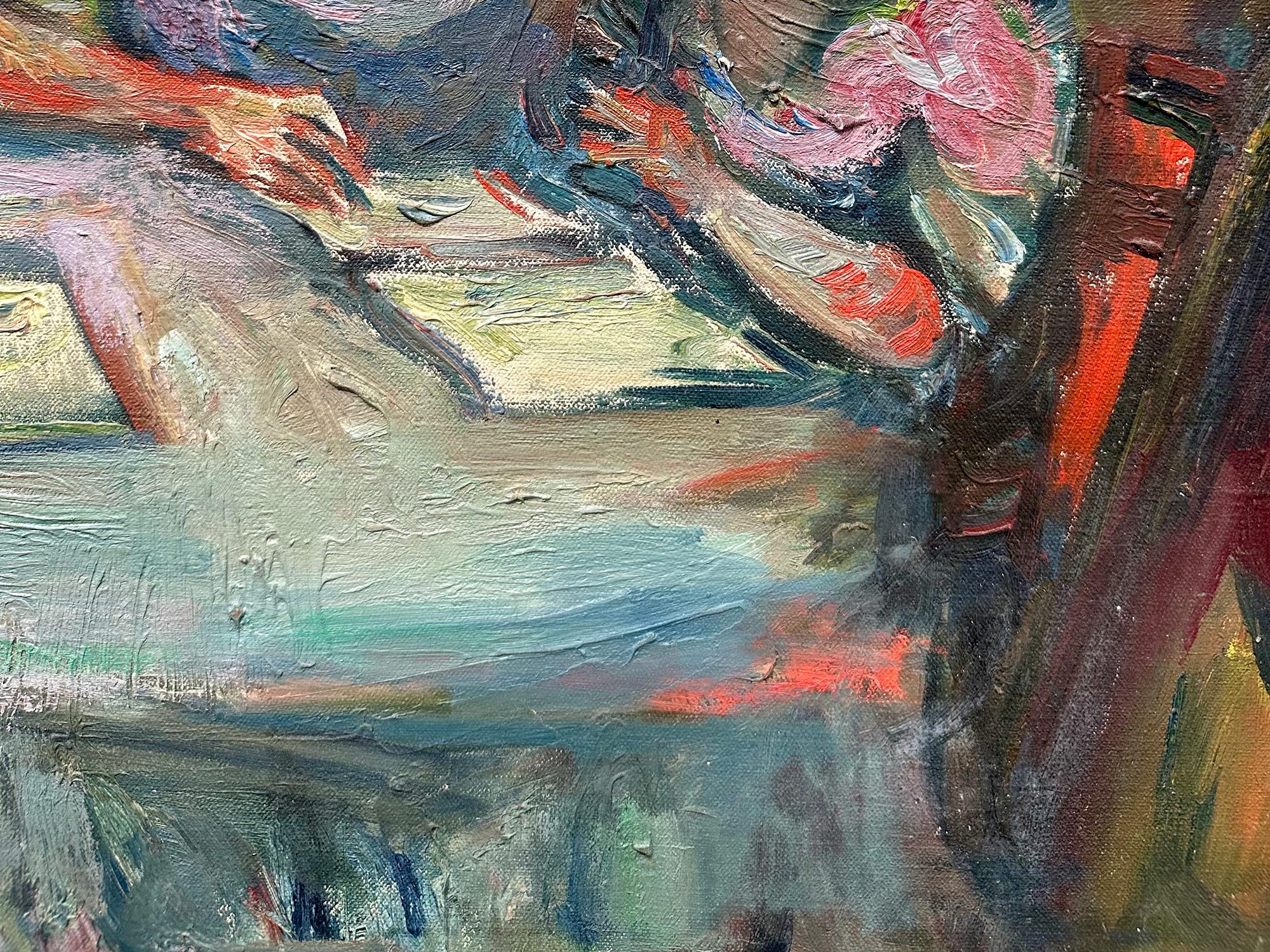 « Mère et enfant », peinture à l'huile sur toile encadrée d'une scène d'intérieur post-impressionniste en vente 3