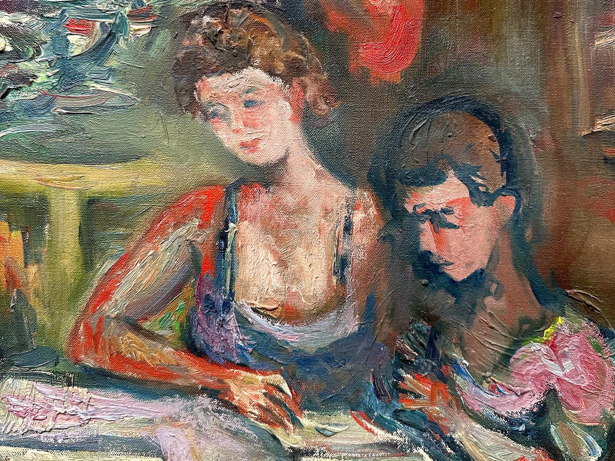 « Mère et enfant », peinture à l'huile sur toile encadrée d'une scène d'intérieur post-impressionniste en vente 4