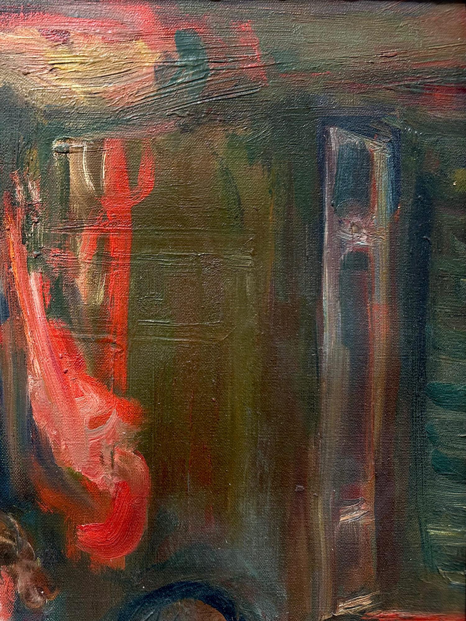 « Mère et enfant », peinture à l'huile sur toile encadrée d'une scène d'intérieur post-impressionniste en vente 5