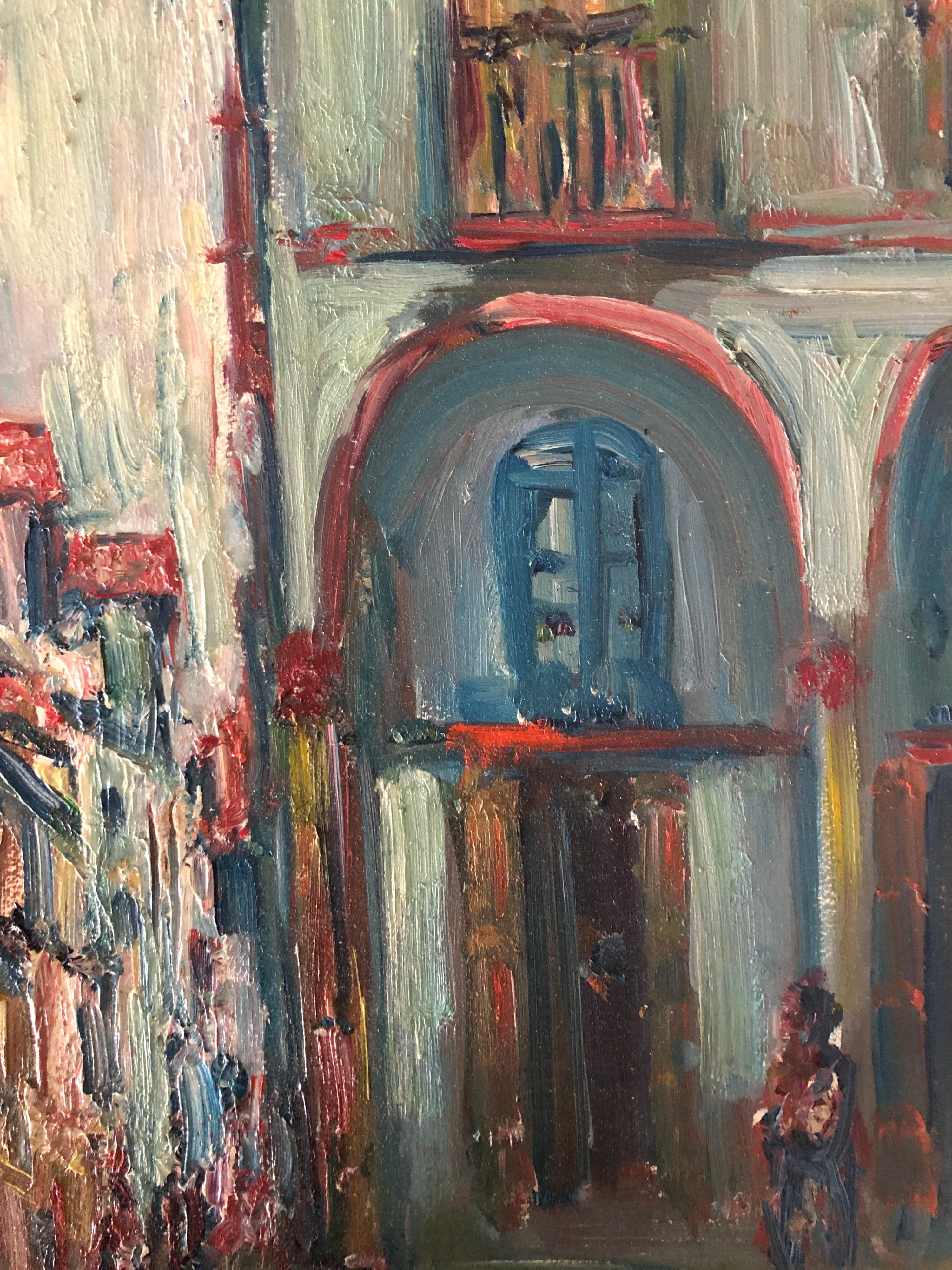 paysage de rue  - Post-impressionnisme Painting par Jacques Zucker
