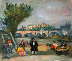 ""Parisische Szene von Pont Neuf mit Notre Dam" Postimpressionismus Ölgemälde