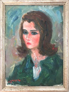 "Portrait in Green" Post-Impressionism French Oil Painting on Canvas