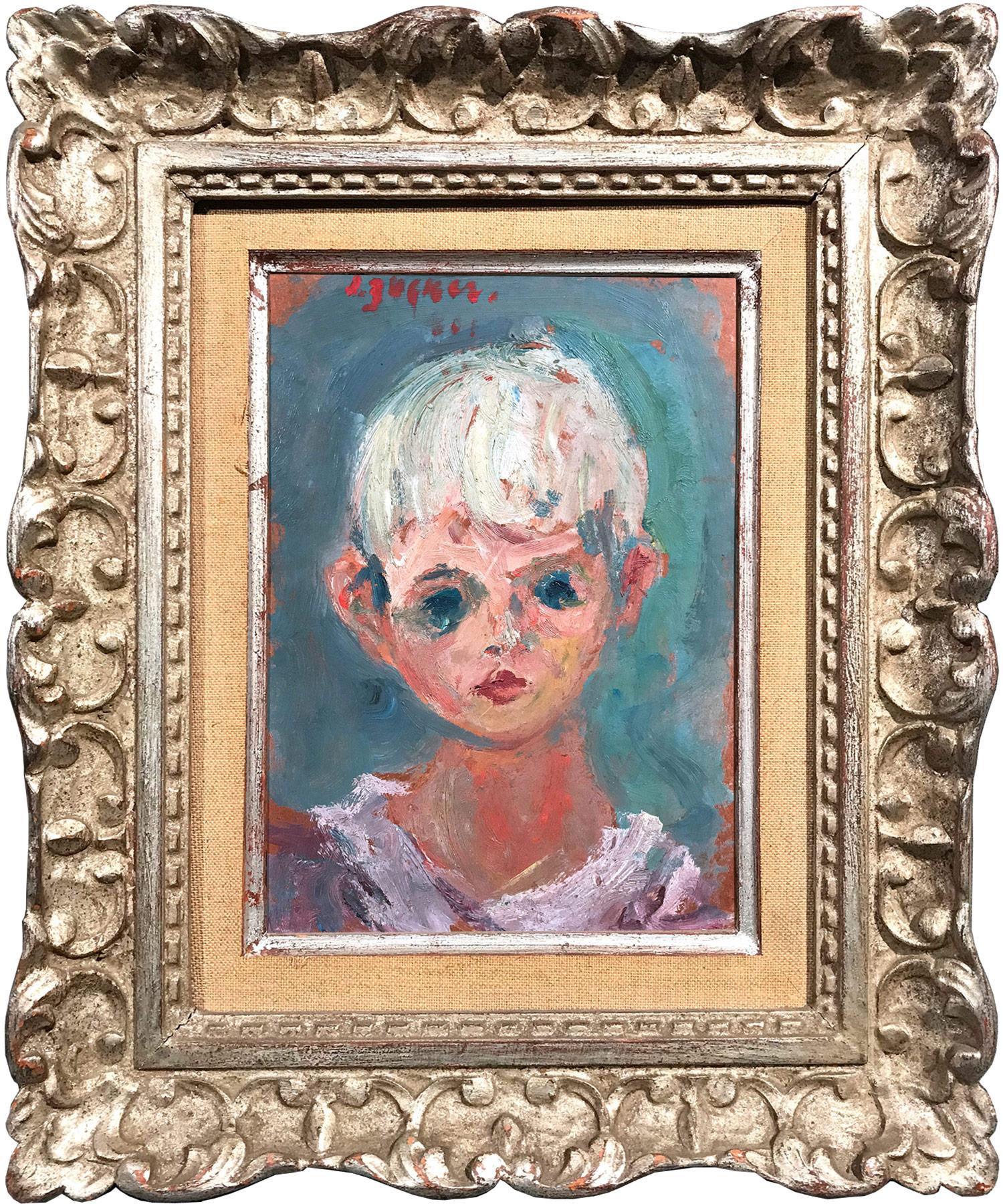 Jacques Zucker Portrait Painting - Portrait of a Young Girl, Impressionistic Oil Painting