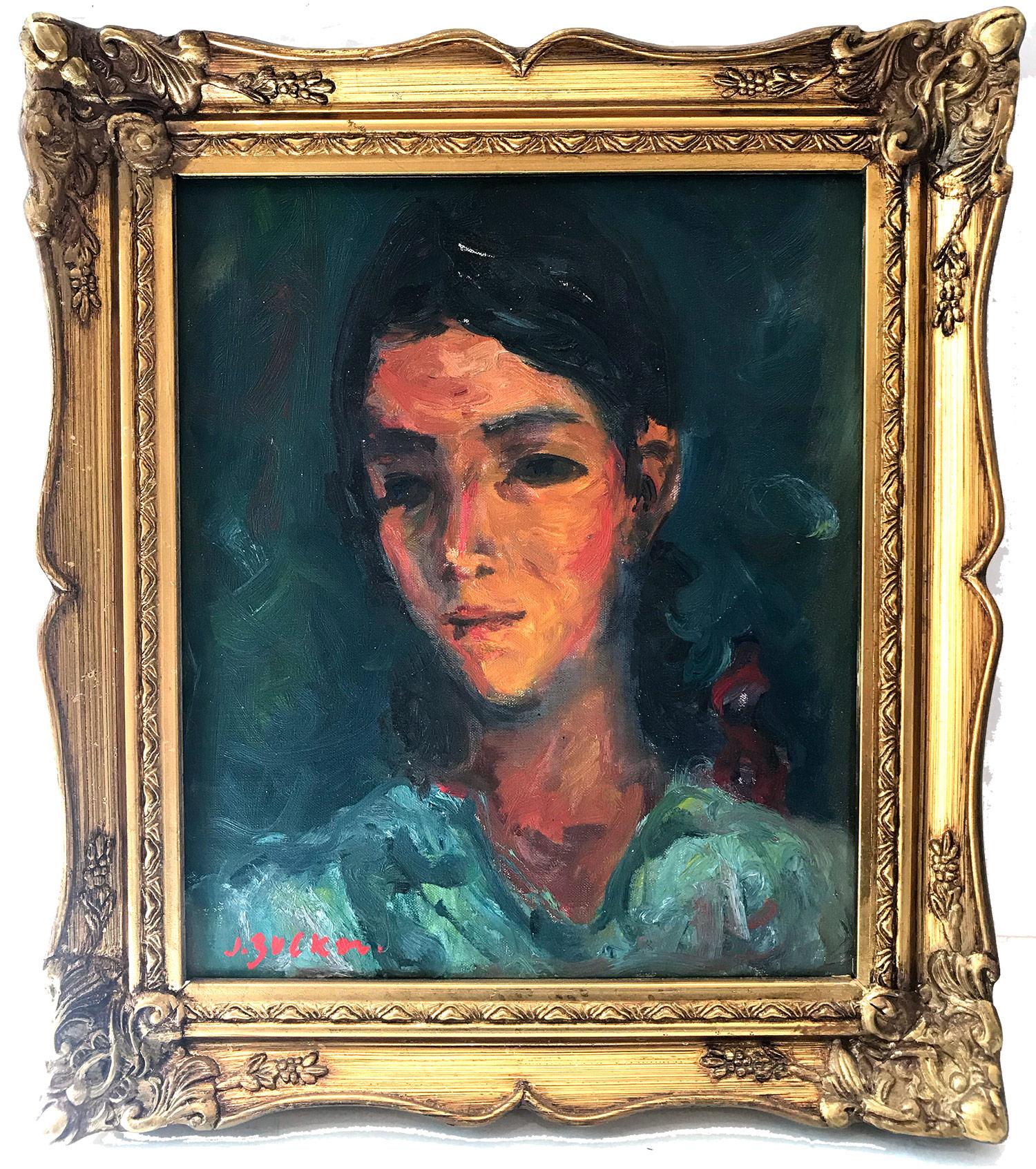 Jacques Zucker Portrait Painting - "Portrait of a Young Girl" Post-Impressionism French Oil Painting on Canvas