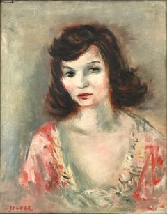 "Retrato de una joven" Pintura al óleo francesa postimpresionista sobre lienzo