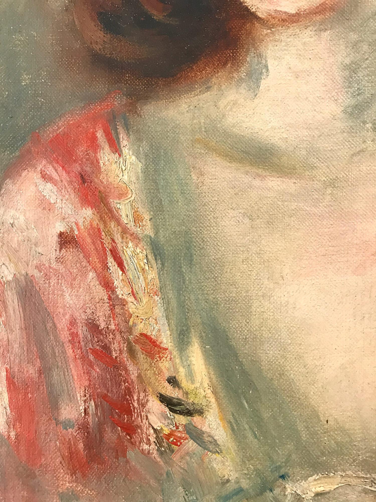 „Porträt einer jungen Dame“ Postimpressionismus Französisch Ölgemälde auf Leinwand (Post-Impressionismus), Painting, von Jacques Zucker