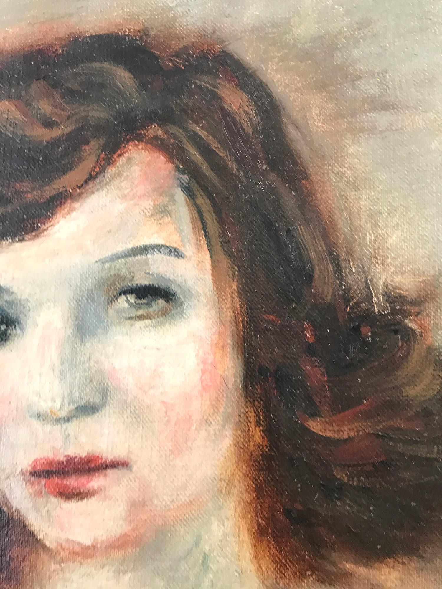„Porträt einer jungen Dame“ Postimpressionismus Französisch Ölgemälde auf Leinwand im Angebot 3