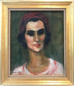 "Portrait of Woman with Head Wrap" Post-Impressionism Oil Painting on Canvas