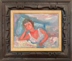 "Portrait of Woman - White Nightgown" Post-Impressionist Oil Painting on Canvas
