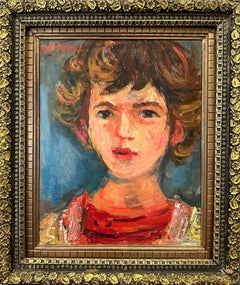 "Portrait of Young Girl" Parisian Post-Impressionist French Oil Painting