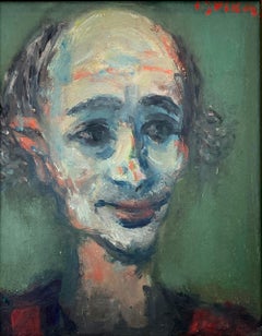 "El payaso" Retrato parisino Pintura al óleo francesa postimpresionista Enmarcado