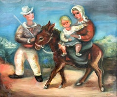 « La famille Sainte », peinture à l'huile sur toile post-impressionniste Pastorale et personnages