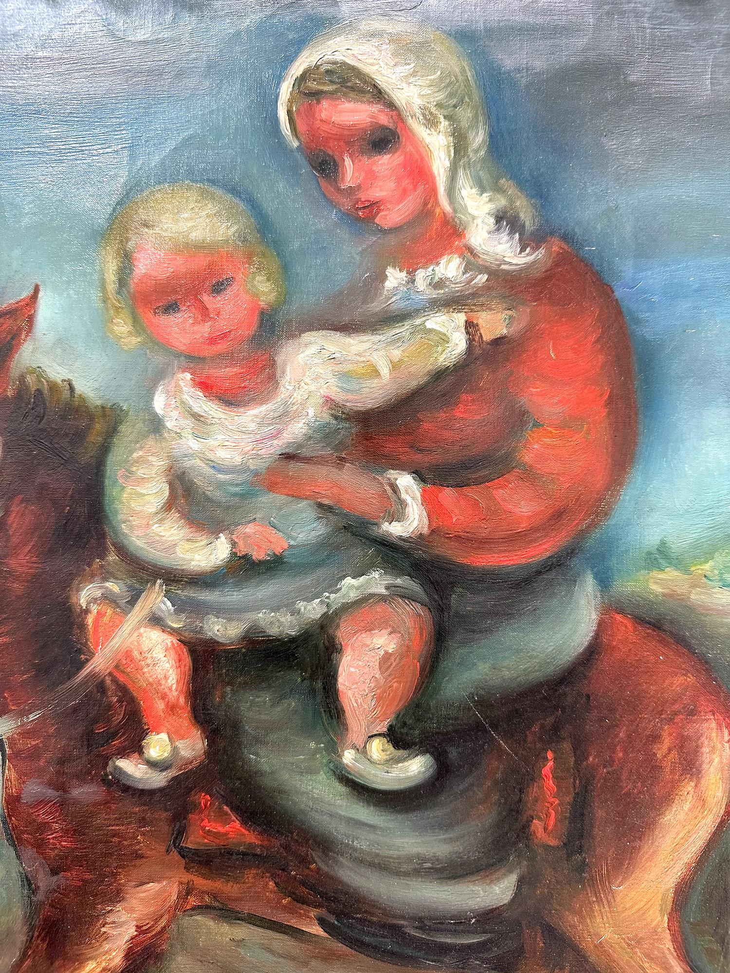 « La famille Sainte », peinture à l'huile sur toile post-impressionniste Pastorale et personnages - Post-impressionnisme Painting par Jacques Zucker