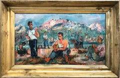 "The Workers" Post-Impressionism Scene with Figures Oil Painting on Canvas