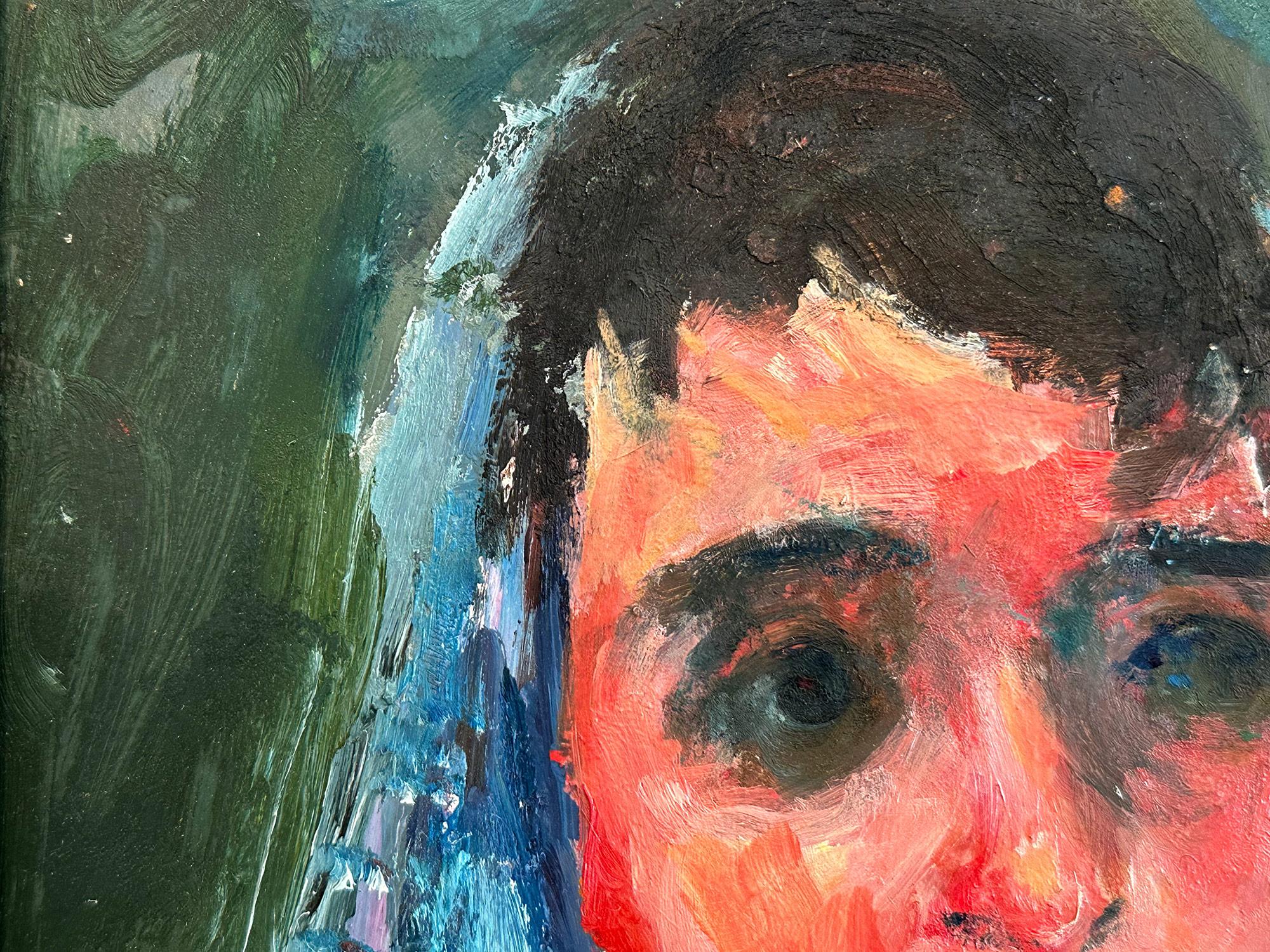 „Frau mit blauem Schal“, Pariser postimpressionistisches französisches Ölgemälde, gerahmt im Angebot 2