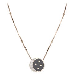 Jacquie Aiche 14K Rose Gold Baguette Diamond Crescent Moon And Onyx Necklace