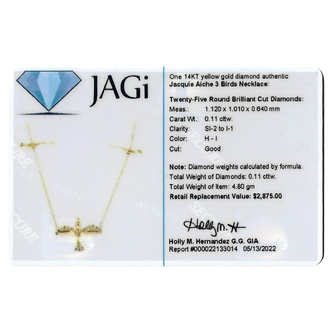 Jacquie Aiche 3 Birds Pave Diamond Station Necklace in 14 Karat Yellow Gold 3