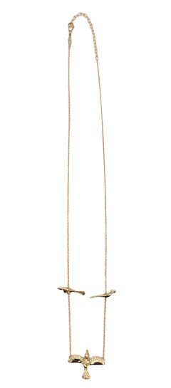 Collana Jacquie Aiche 3 Birds Pave Diamond Station in oro giallo 14 carati