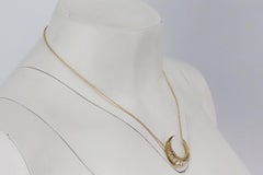 Jacquie Aiche Crescent Moon 14K Yellow Gold Diamond Chain Necklace