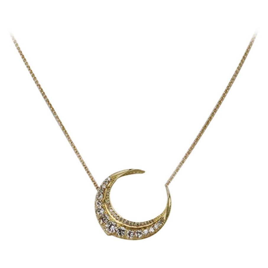 Jacquie Aiche Halskette, Halbmond 14K Gelbgold Diamantkette