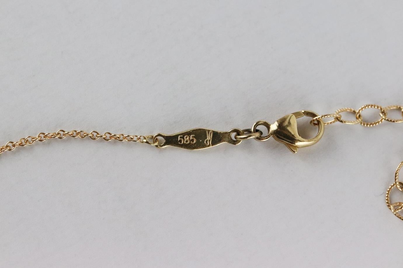 Jacquie Aiche Cross 14K Rose Gold 3 Diamond Chain Choker Necklace 2