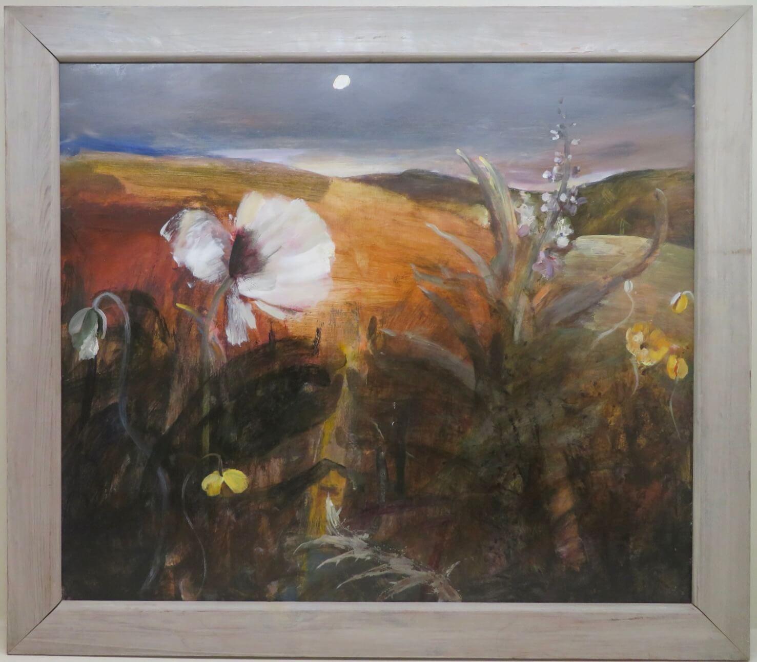 Original English Yorkshire Dales Expressionist Oil Painting FLOWERS MOONLIGHT