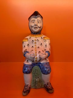 Jacquot Pot in Polychrome Earthenware Big Fire, French Work, Mid-18th Century