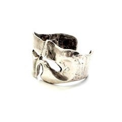 JAD Sterling Silver Brutalist Freeform Cuff Bracelet