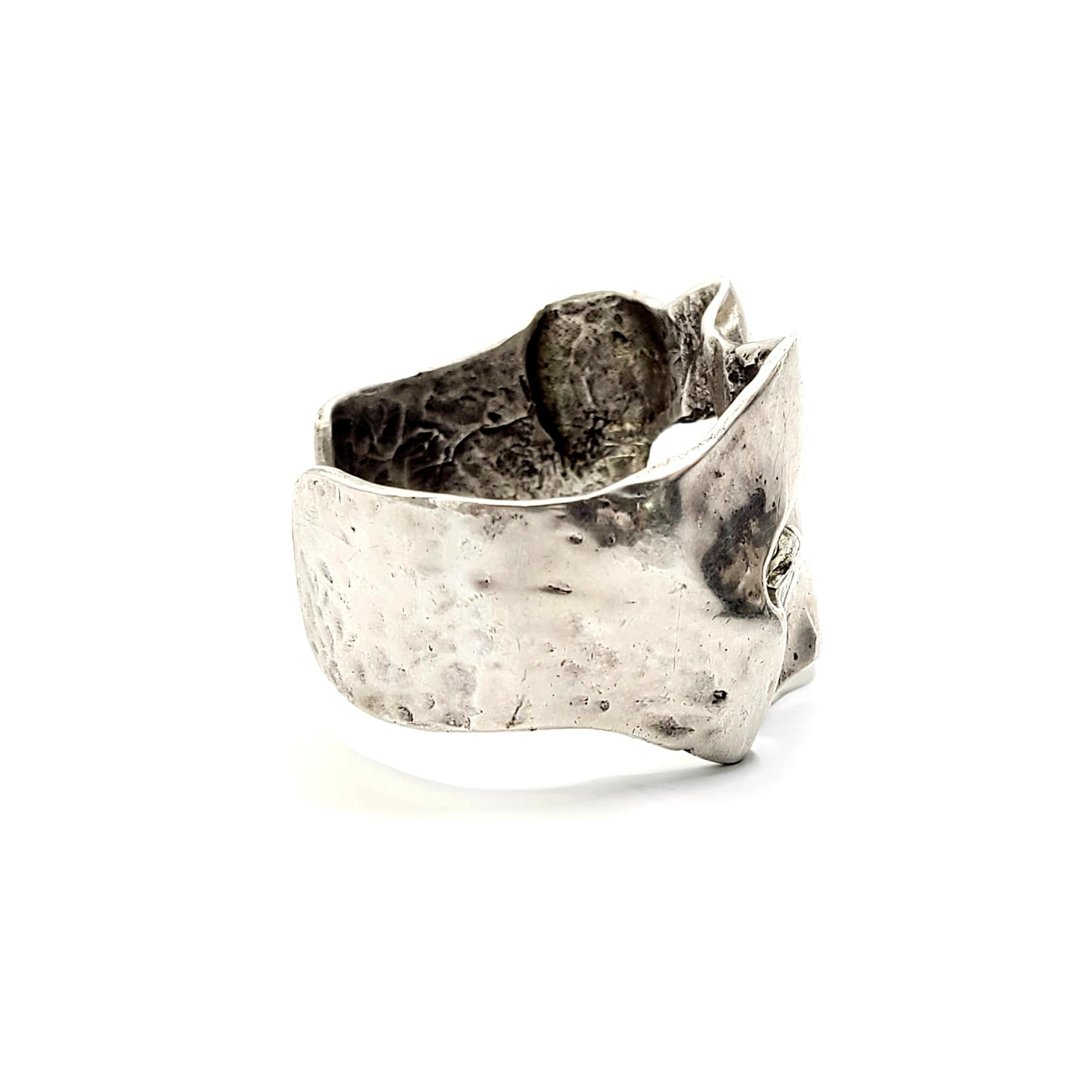 JAD Sterling Silver Brutalist Freeform Cuff Bracelet In Good Condition In Washington Depot, CT