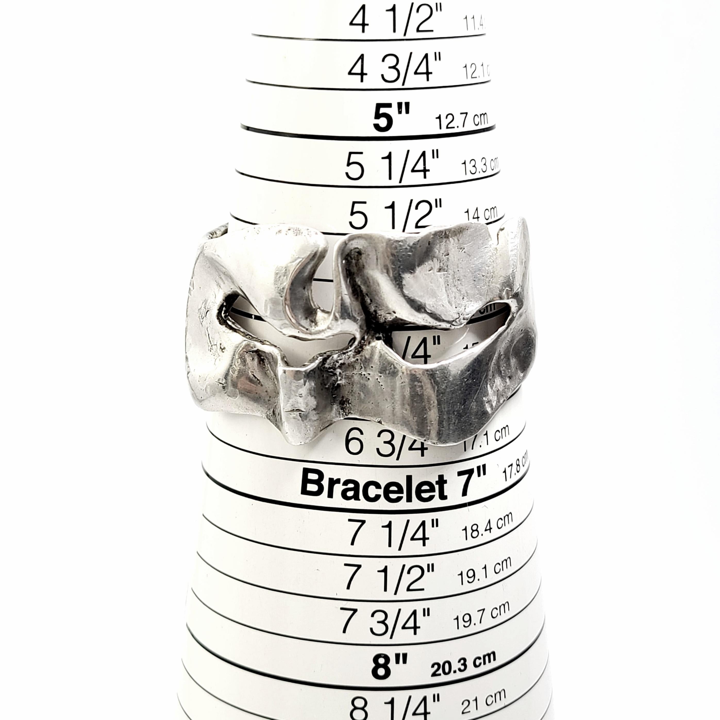 JAD Sterling Silver Brutalist Freeform Cuff Bracelet 3