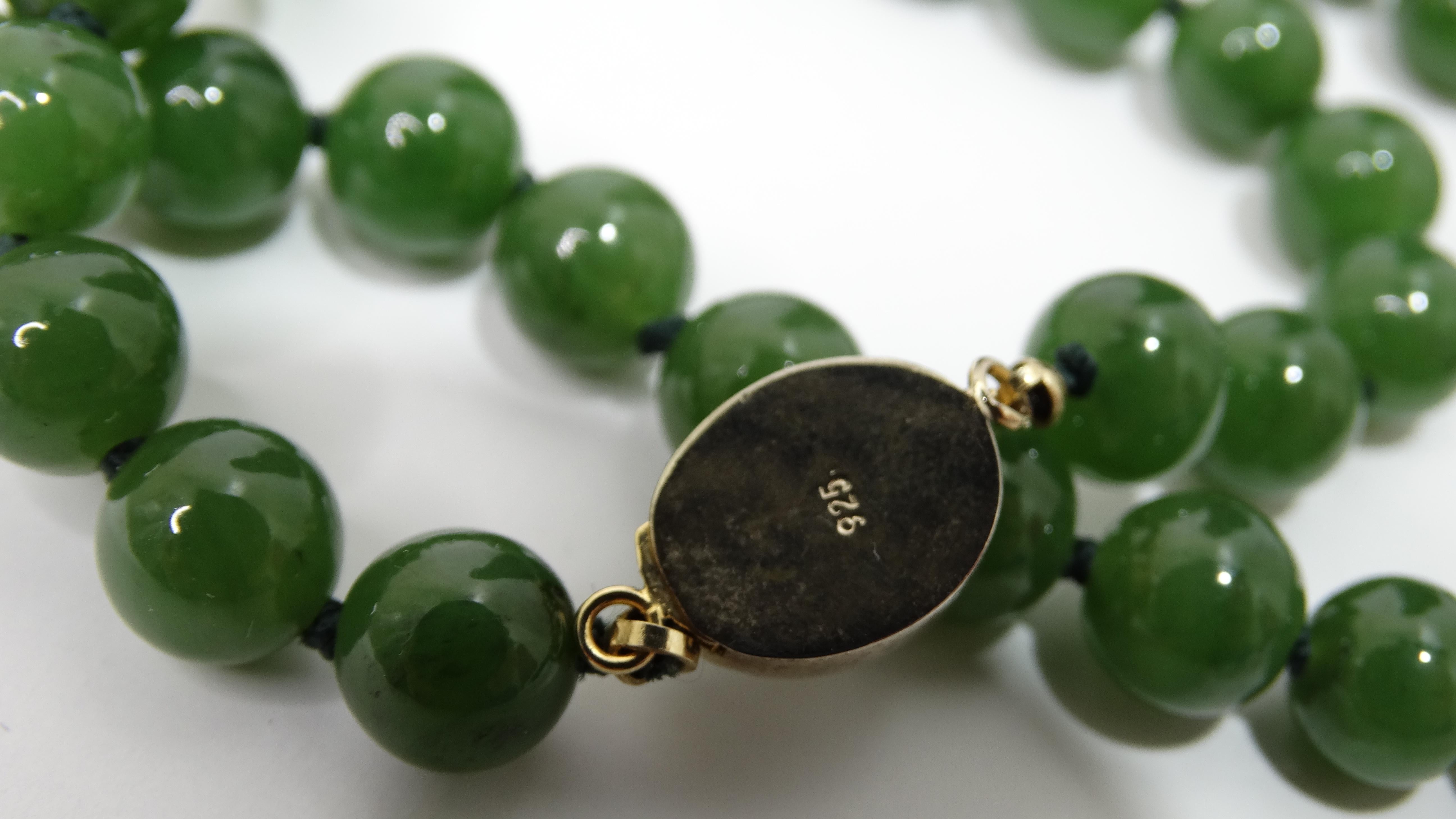 Perlen-Halskette aus Jade 14k Gold  für Damen oder Herren im Angebot