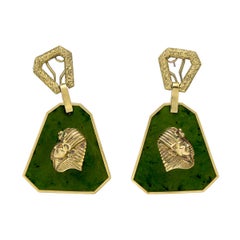 Jade and 14 Karat Gold Necklace with Earrings