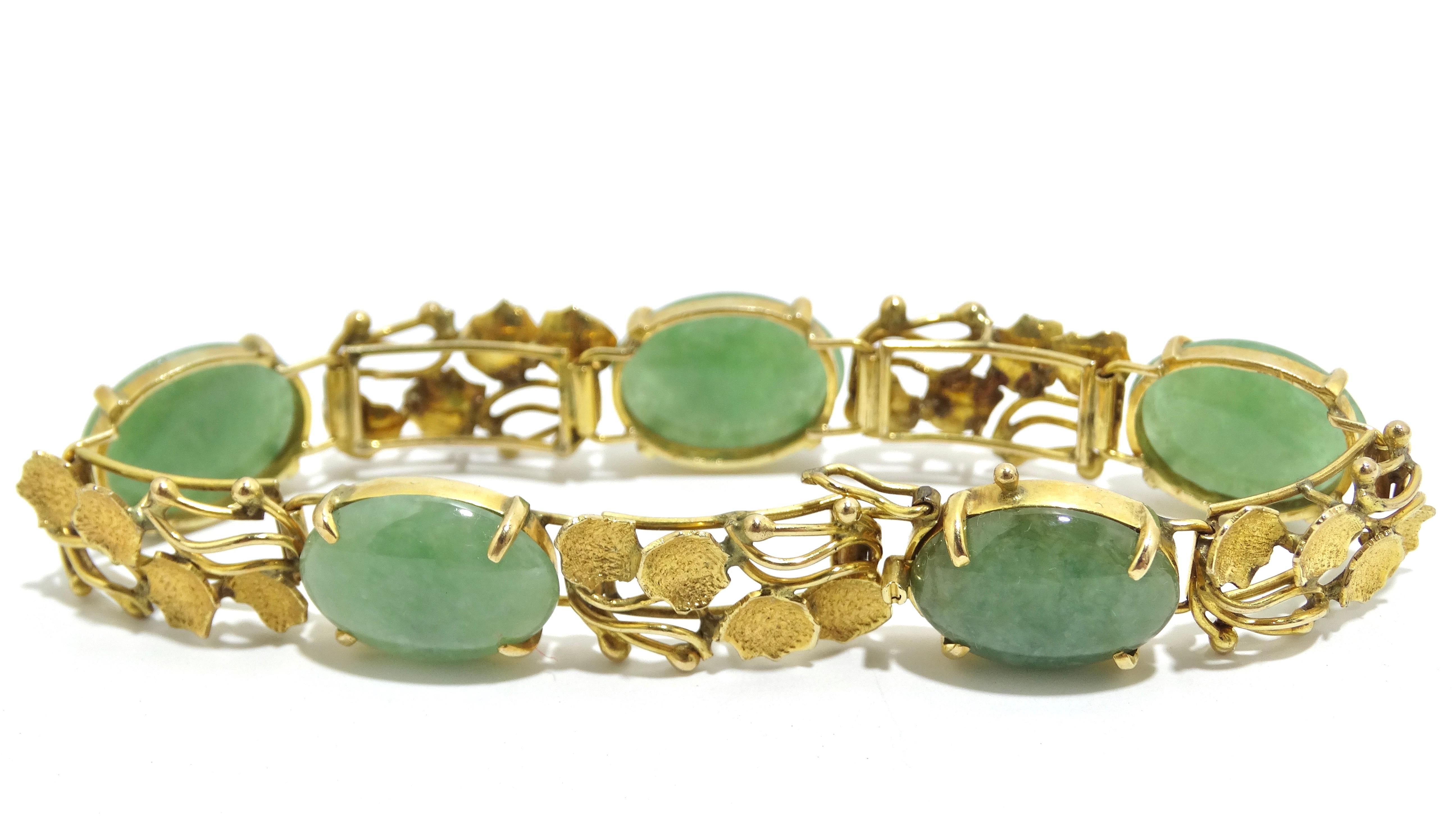 Women's or Men's Jade 14k Gold Ornate Bracelet