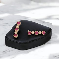 Jade  14k Yellow Gold Dangle Post Earrings with .66 Carats Natural Rubies