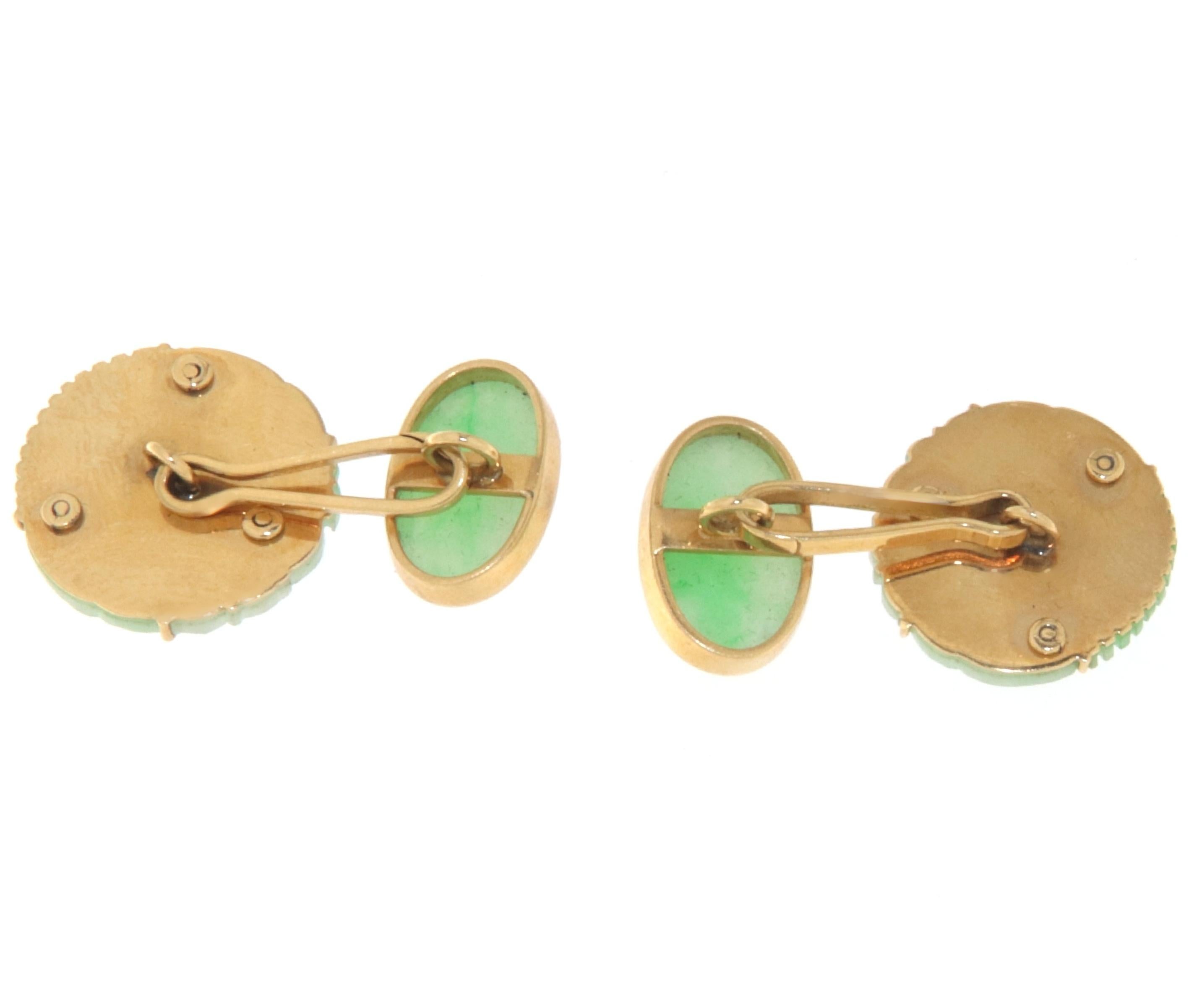 Gemelli di giada in oro giallo 18 carati In condizioni Nuovo in vendita a Marcianise, IT