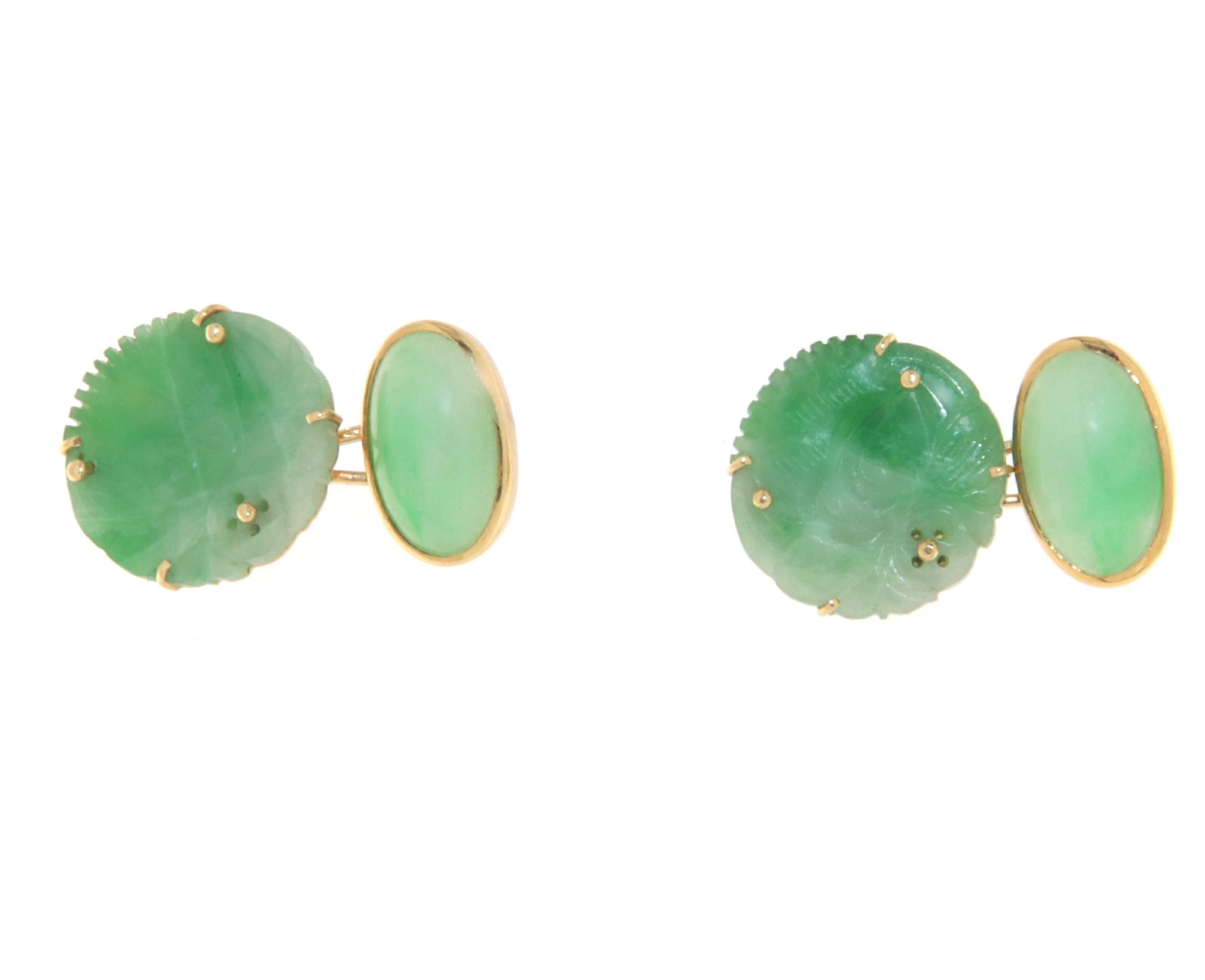 da uomo o donna Gemelli di giada in oro giallo 18 carati in vendita