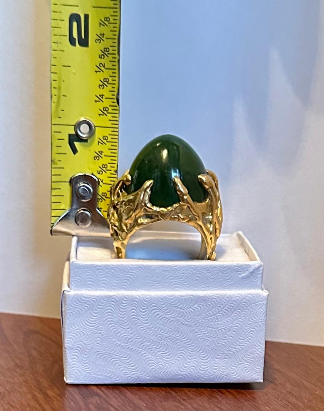Jade 18K Gold Ring For Sale 6