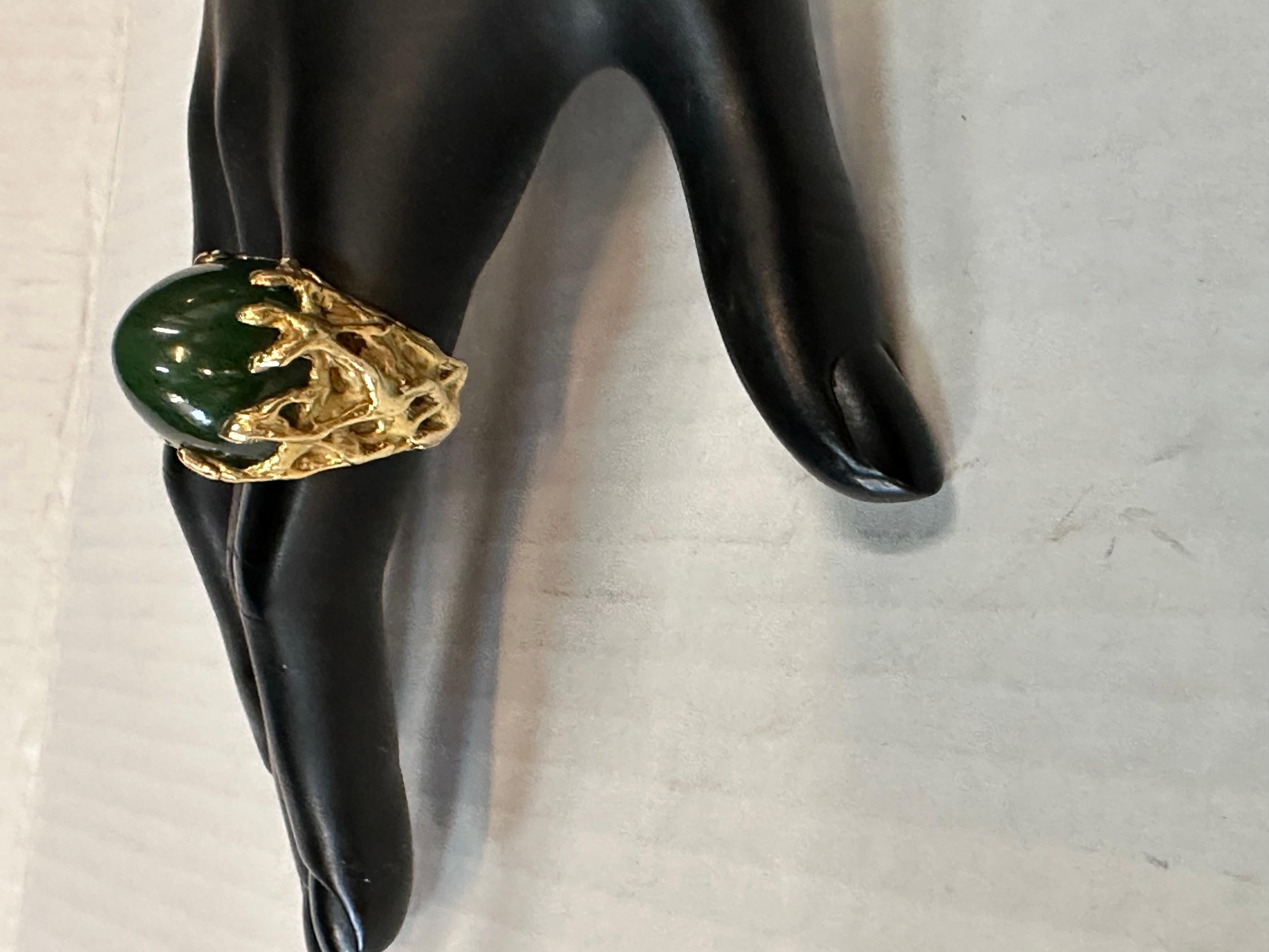 American Jade 18K Gold Ring For Sale