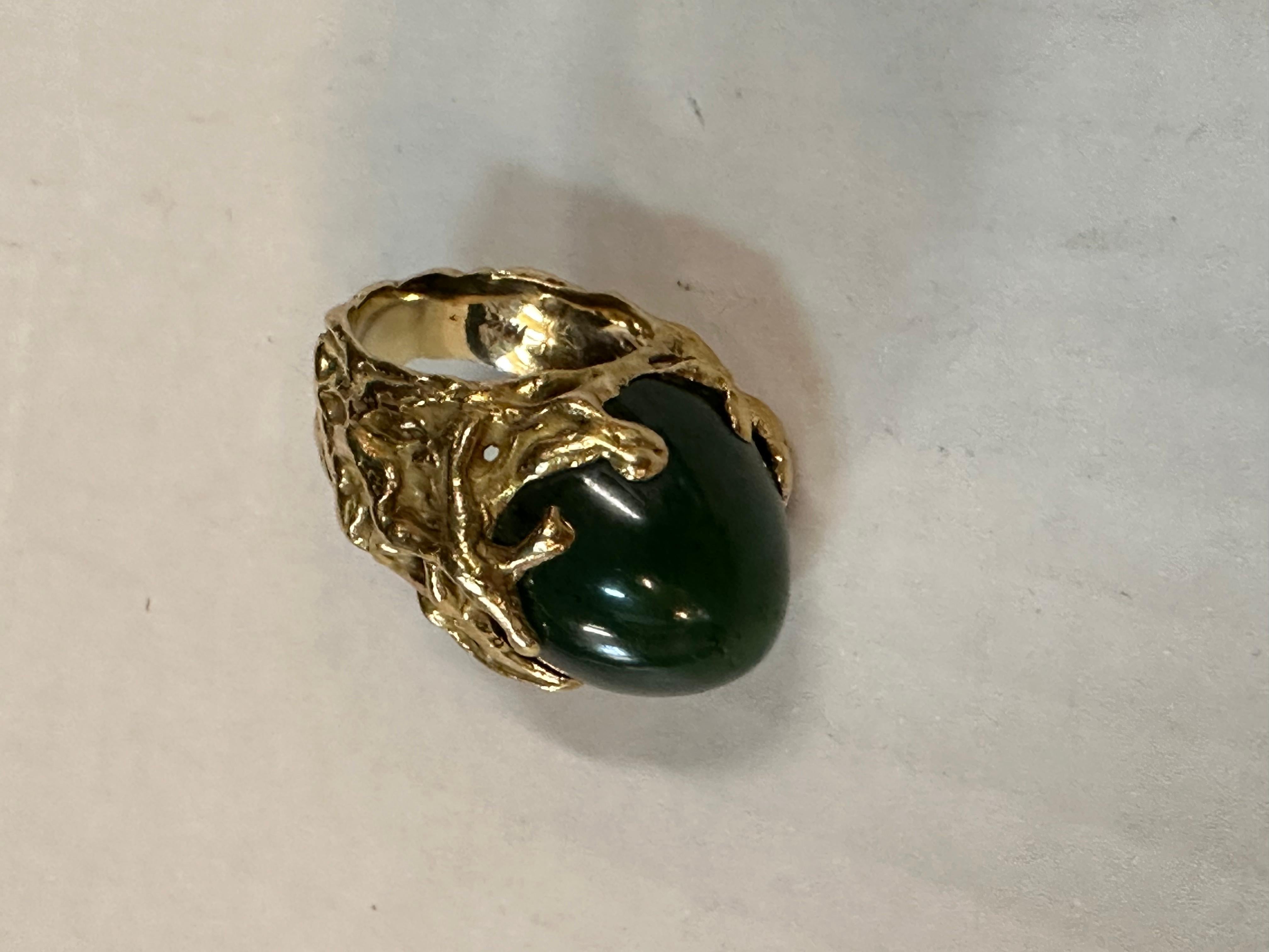 Jade 18K Gold Ring For Sale 2