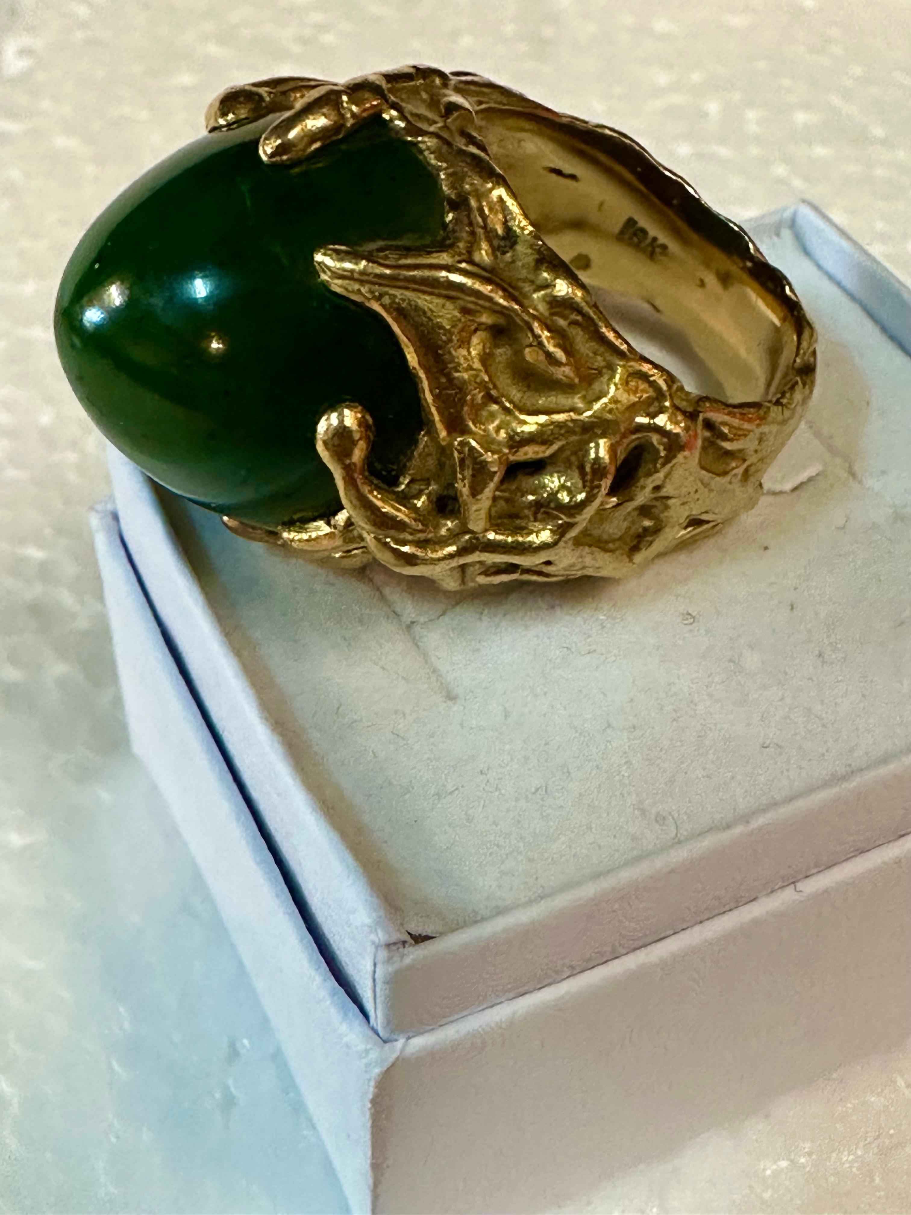 Jade 18K Gold Ring For Sale 3