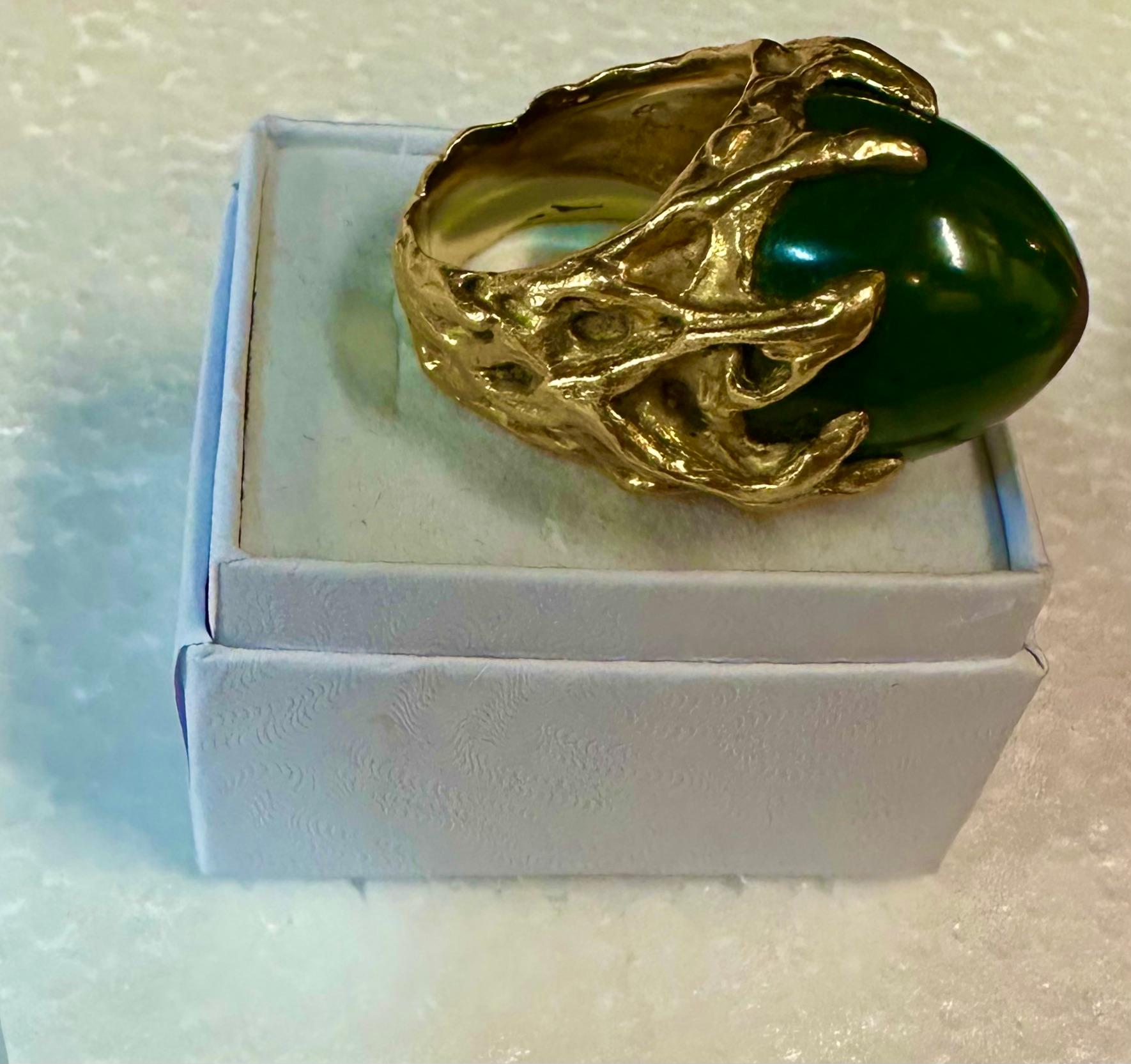 Jade 18K Gold Ring For Sale 4