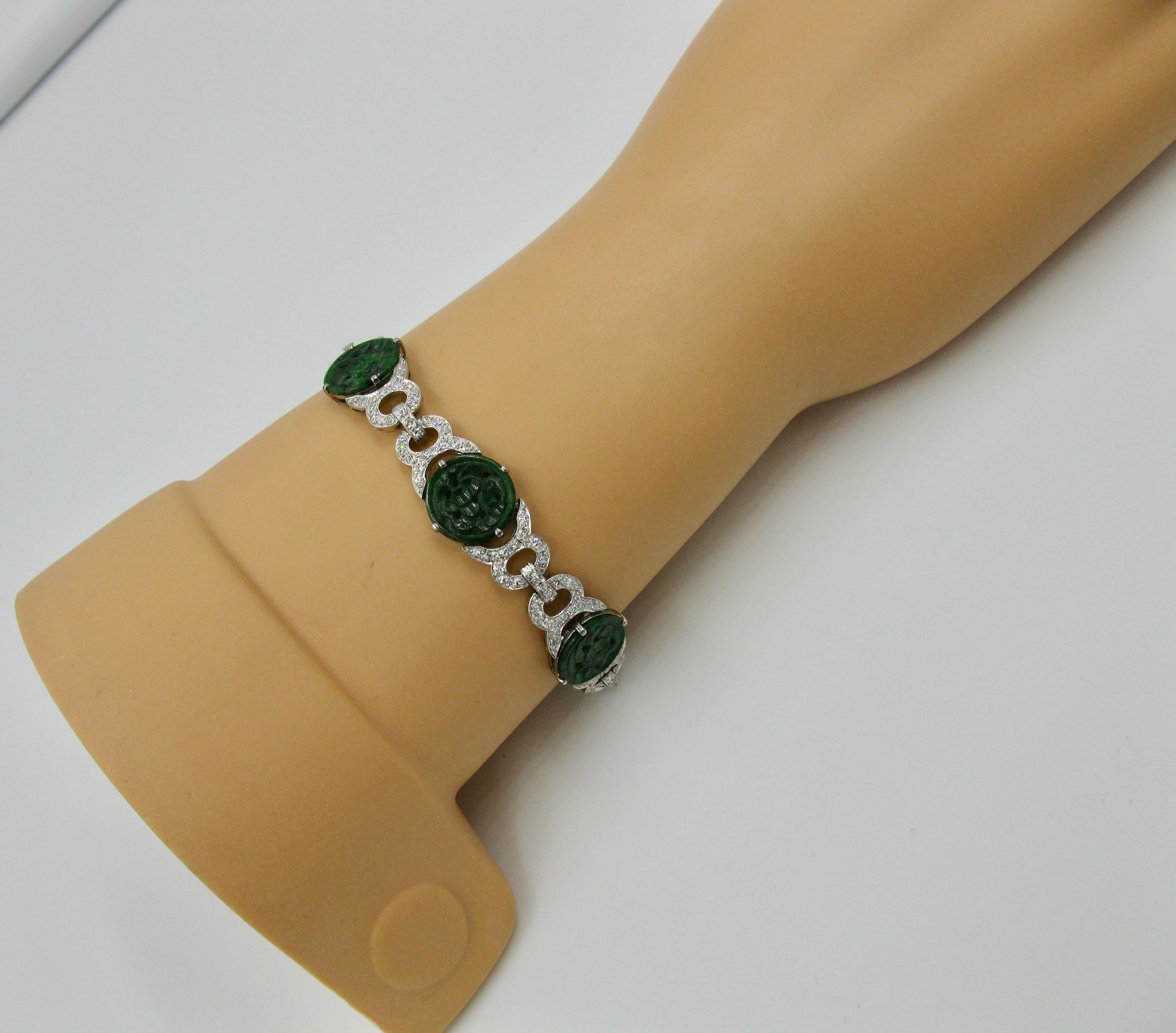 Jade 3.4 Carat Diamond Platinum Bracelet In Good Condition In New York, NY