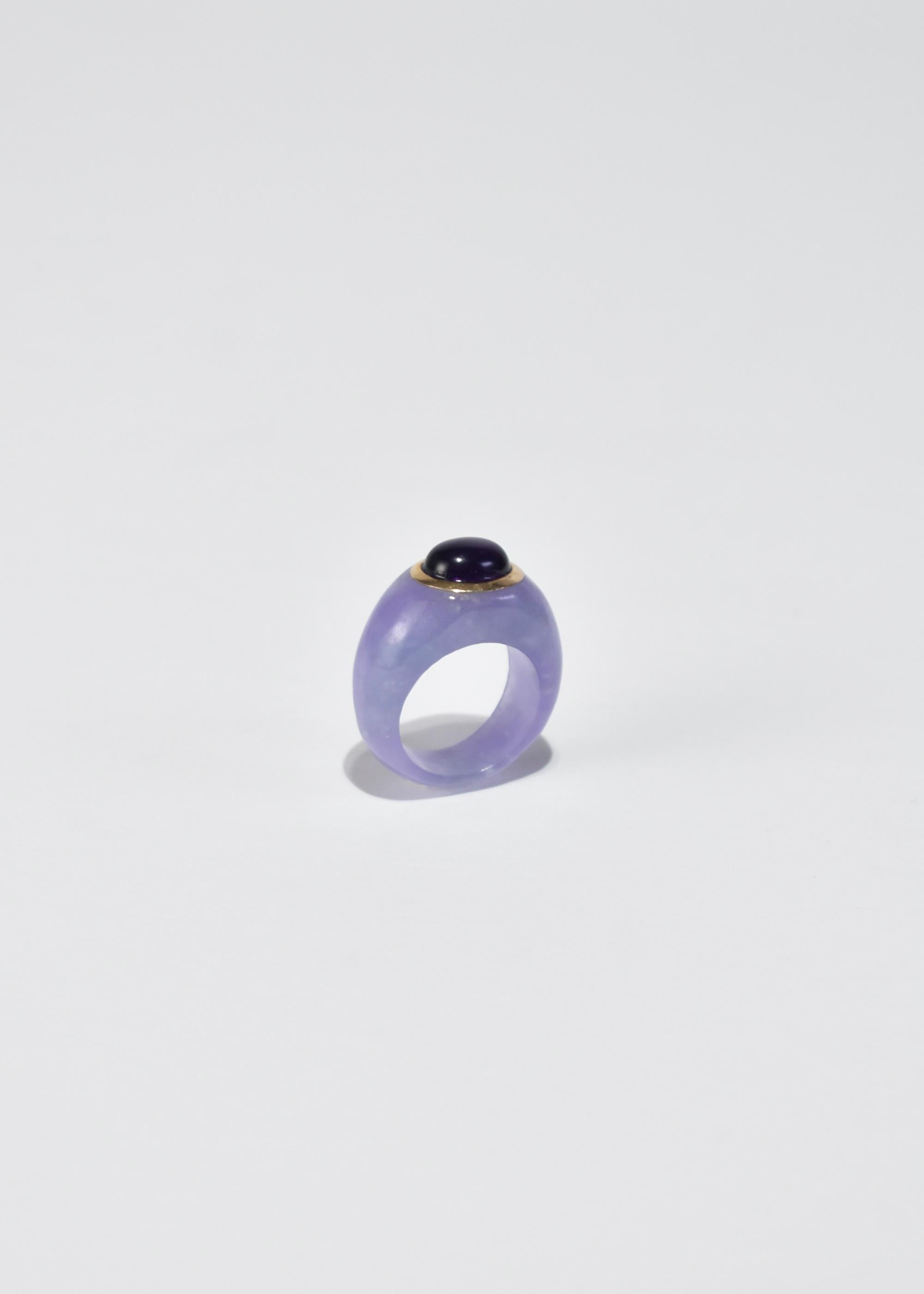 Cabochon Jade Amethyst Ring